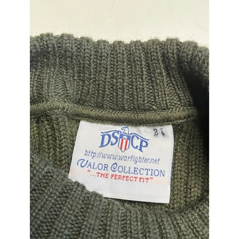 NWT US Military DSCP Sweater Mens 36 Army Green Valor Collection Wool Commando